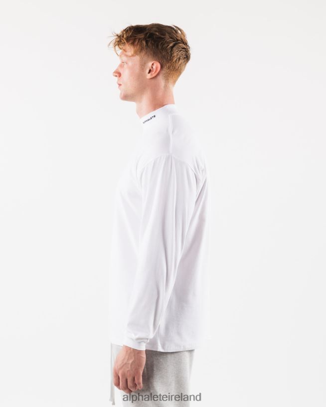 Clothing IE Alphalete Men Brushed Core Mock Neck LS White 2L4400538