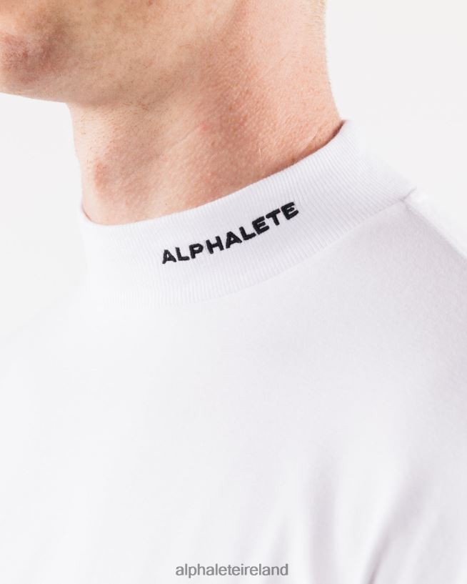 Clothing IE Alphalete Men Brushed Core Mock Neck LS White 2L4400538