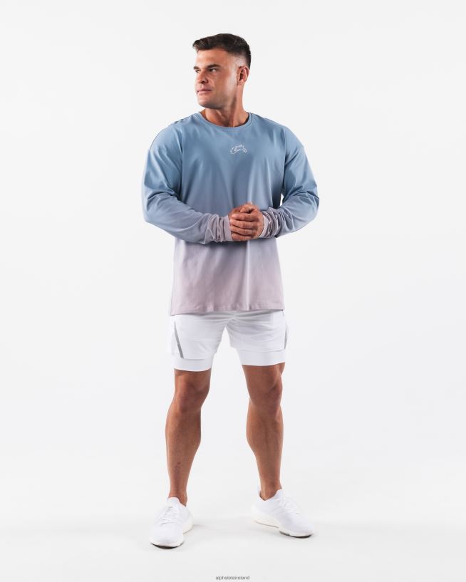 Clothing IE Alphalete Men Wolf Head LS Tee Still Water Gradient Blue 2L4400496