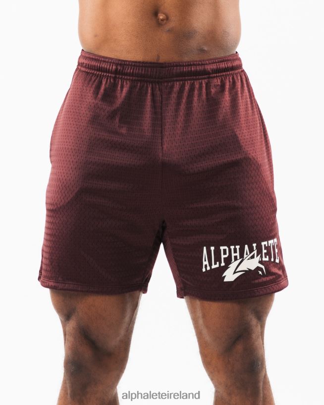 Clothing IE Alphalete Men Wolf Head Mesh Short 6" Sangria Red 2L4400659