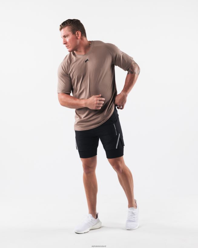 Clothing IE Alphalete Men Wolf Head Airtech Tee Creamy Beige Brown 2L4400516