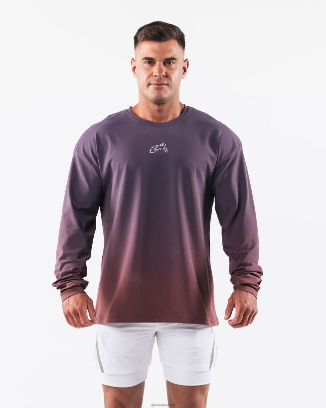 Clothing IE Alphalete Men Wolf Head LS Tee Dusty Rose Gradient Purple 2L4400494