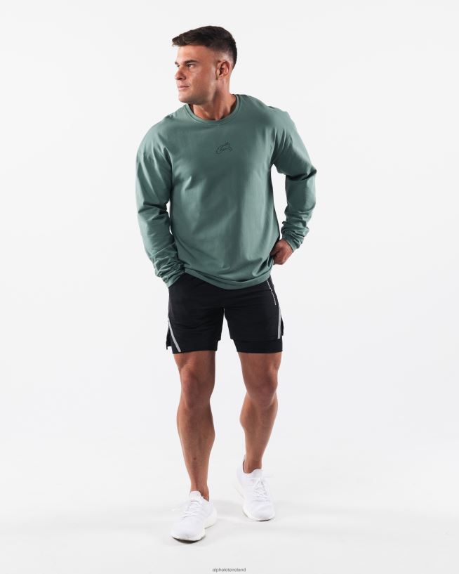 Clothing IE Alphalete Men Wolf Head LS Tee Sage Green 2L4400500
