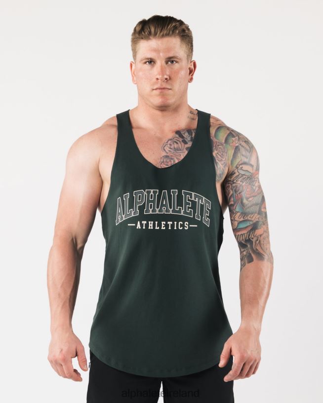Clothing IE Alphalete Men AA Raw Cut Tank Evergreen Green 2L4400589