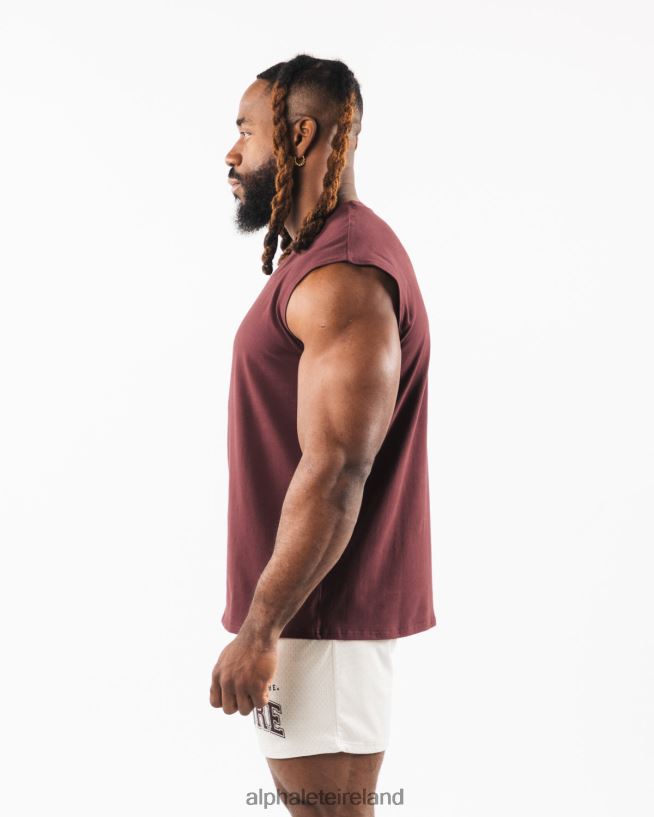 Clothing IE Alphalete Men Brushed Wolf Head Muscle Tank Sangria Red 2L4400585