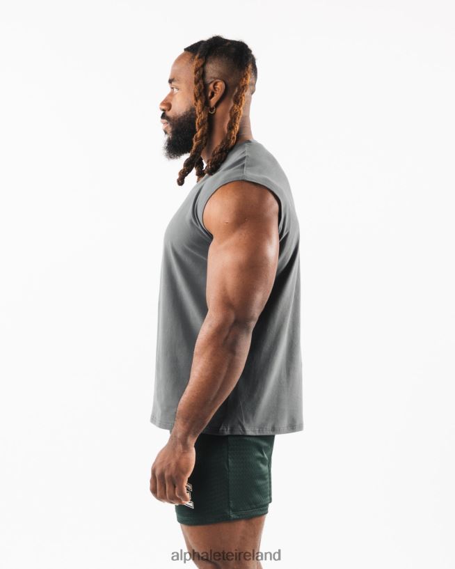 Clothing IE Alphalete Men Brushed Wolf Head Muscle Tank Smoke Grey 2L4400586