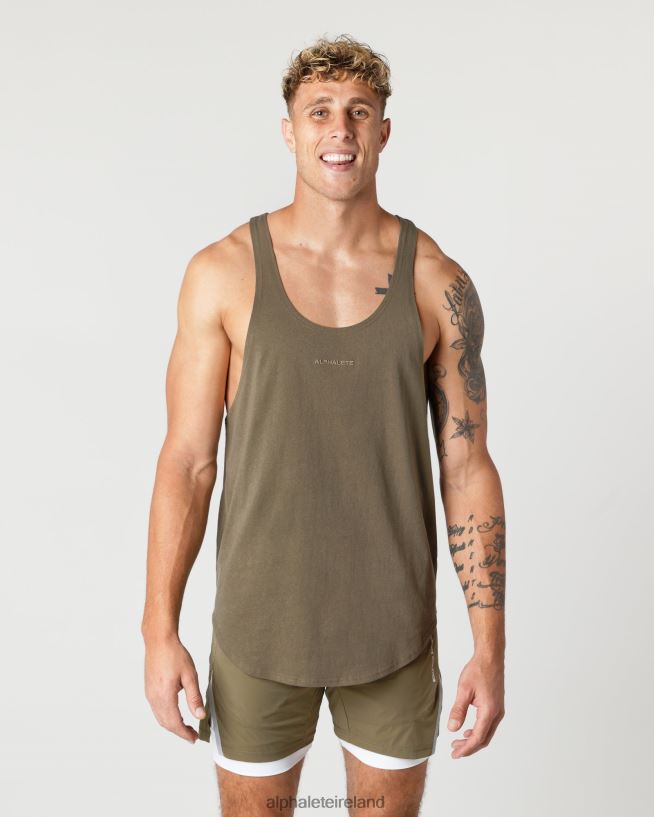Clothing IE Alphalete Men Heavy Cotton Core Stringer Oak Green 2L4400597