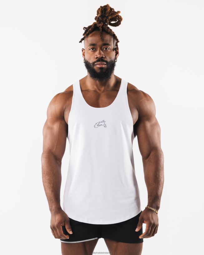 Clothing IE Alphalete Men Wolf Head Raw Cut Tank White 2L4400592