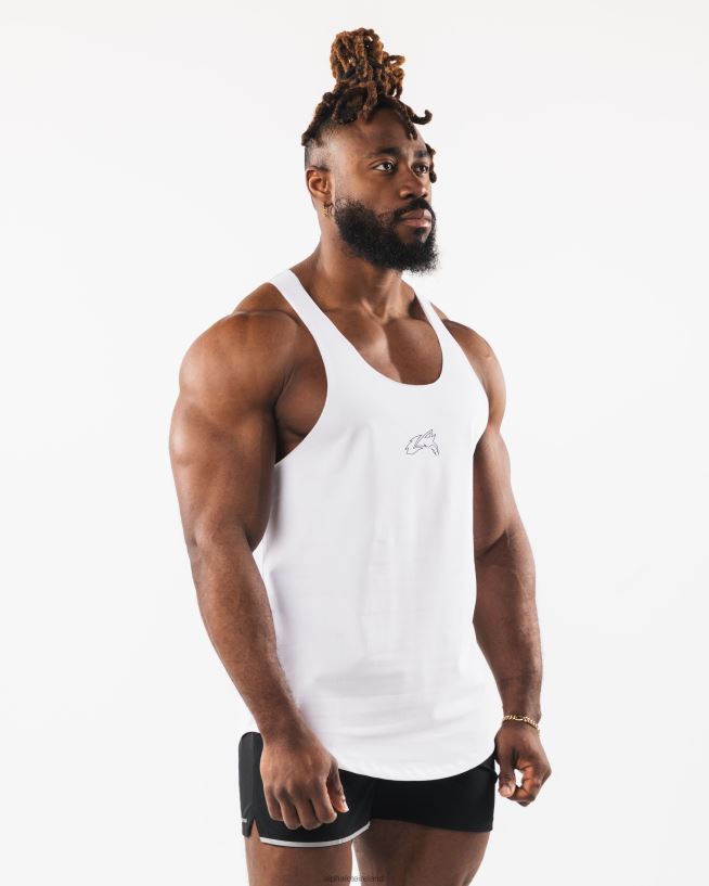 Clothing IE Alphalete Men Wolf Head Raw Cut Tank White 2L4400592