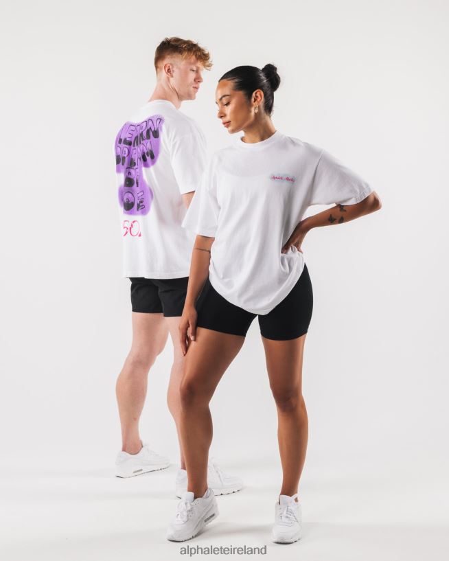 Clothing IE Alphalete Unisex Graffiti Tee White 2L4400219