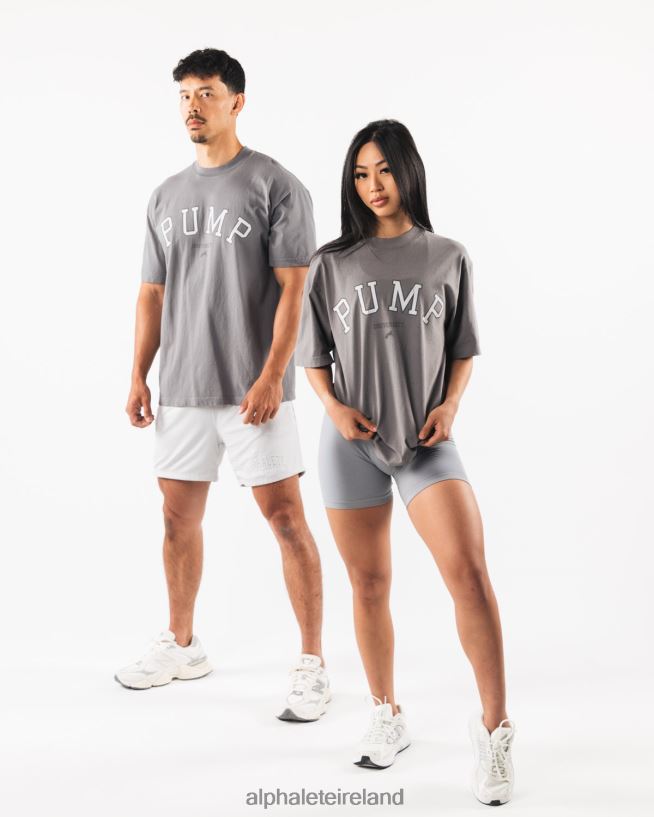 Clothing IE Alphalete Unisex Pump University Tee Charcoal Grey 2L4400229