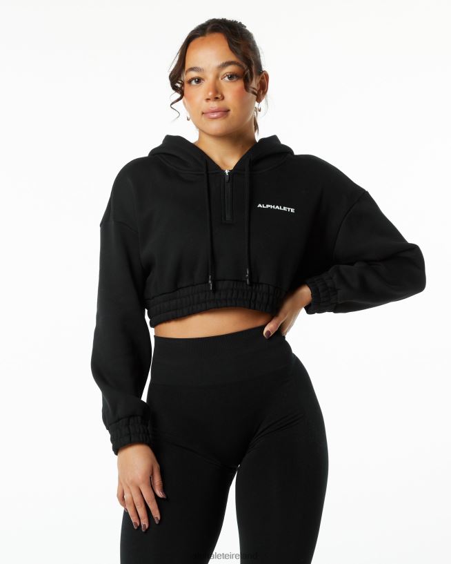 Clothing IE Alphalete Women Classic Capital Crop Hoodie Black 2L4400286
