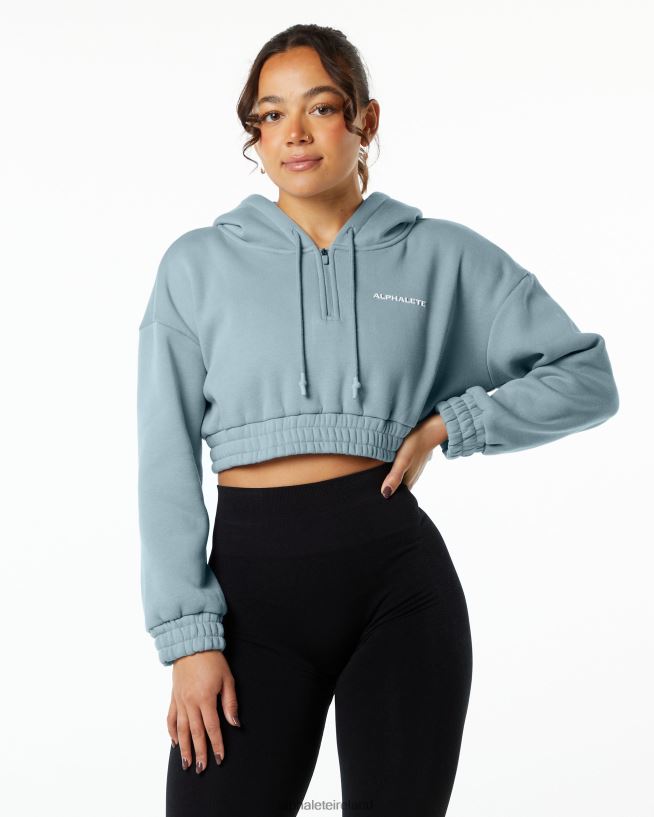 Clothing IE Alphalete Women Classic Capital Crop Hoodie Fog Blue 2L4400284
