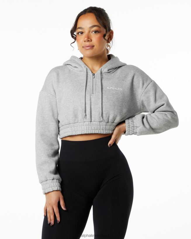 Clothing IE Alphalete Women Classic Capital Crop Hoodie Heather Grey 2L4400281
