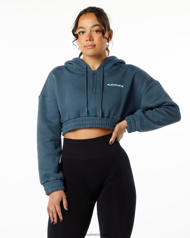 Clothing IE Alphalete Women Classic Capital Crop Hoodie Whale Blue 2L4400285