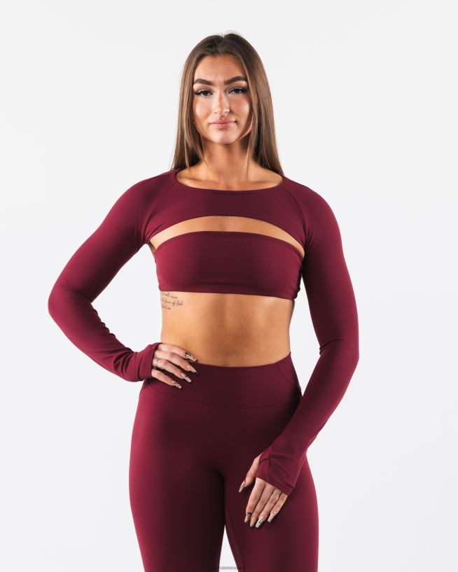 Clothing IE Alphalete Women Aura Shrug LS Cran Red 2L4400240