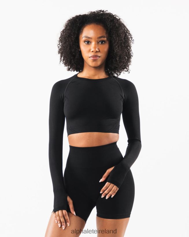 Clothing IE Alphalete Women Stratus LS Crop Black 2L4400259