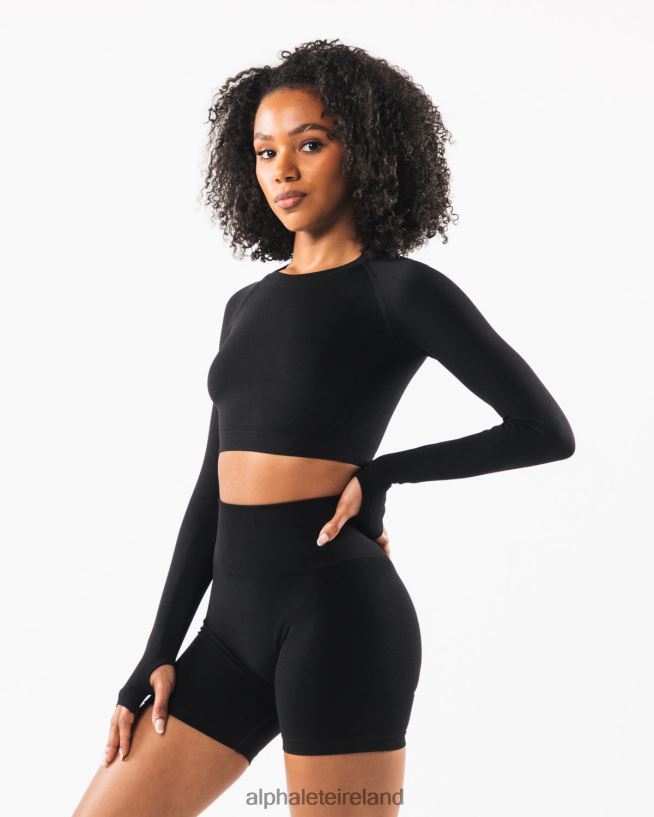 Clothing IE Alphalete Women Stratus LS Crop Black 2L4400259
