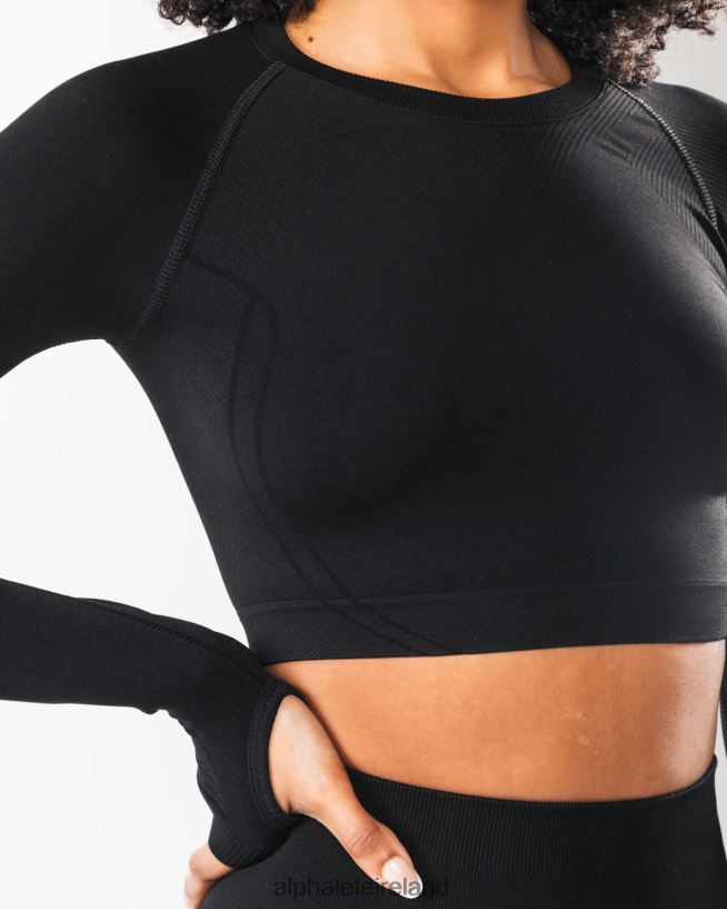 Clothing IE Alphalete Women Stratus LS Crop Black 2L4400259