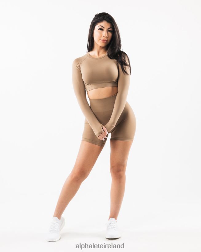 Clothing IE Alphalete Women Stratus LS Crop Chai Brown 2L4400255