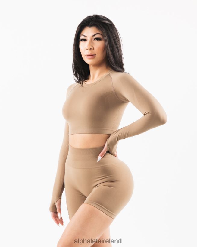 Clothing IE Alphalete Women Stratus LS Crop Chai Brown 2L4400255