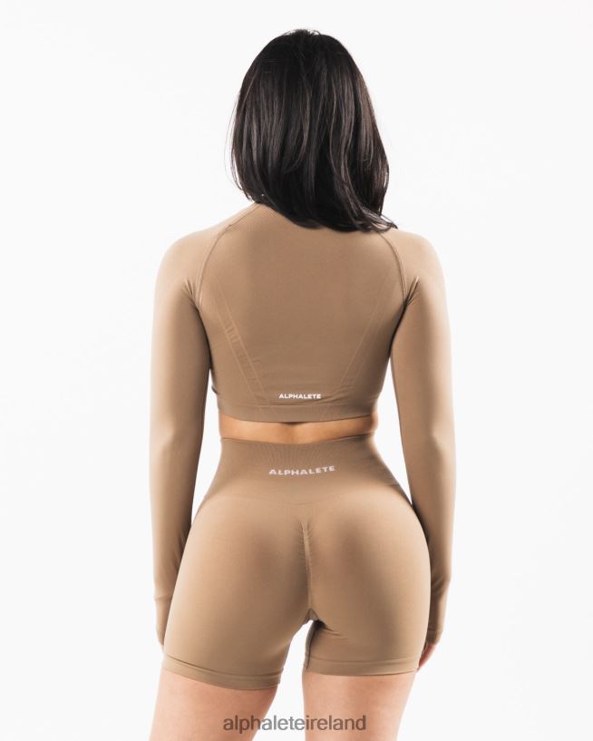 Clothing IE Alphalete Women Stratus LS Crop Chai Brown 2L4400255