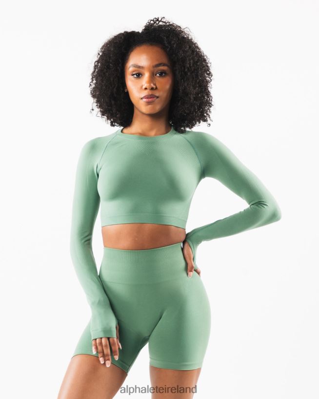 Clothing IE Alphalete Women Stratus LS Crop Jade Green 2L4400248
