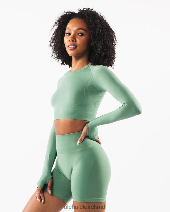 Clothing IE Alphalete Women Stratus LS Crop Jade Green 2L4400248