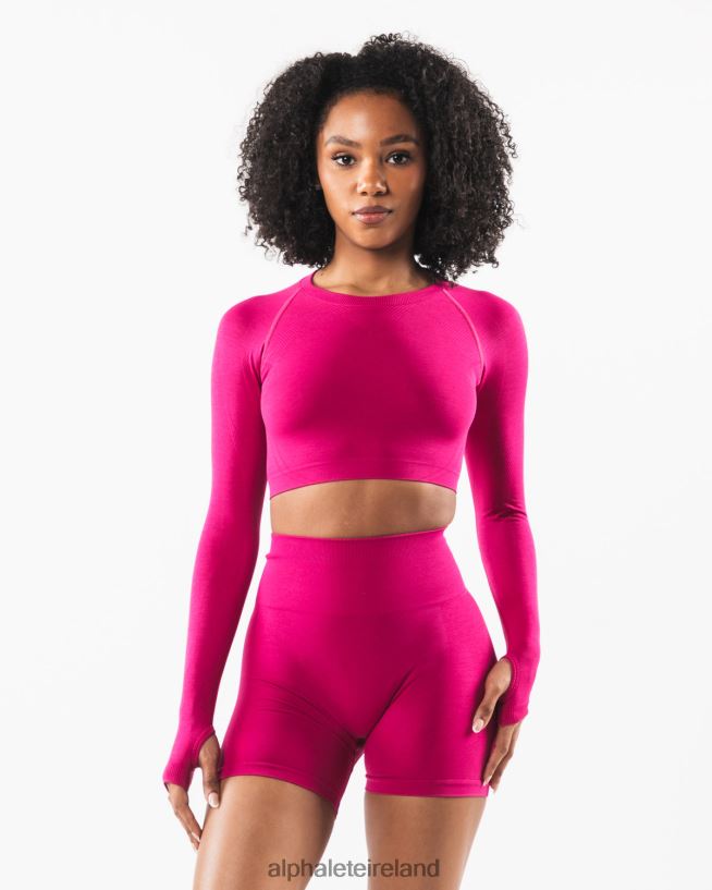 Clothing IE Alphalete Women Stratus LS Crop Magenta Pink 2L4400249