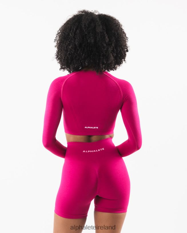 Clothing IE Alphalete Women Stratus LS Crop Magenta Pink 2L4400249