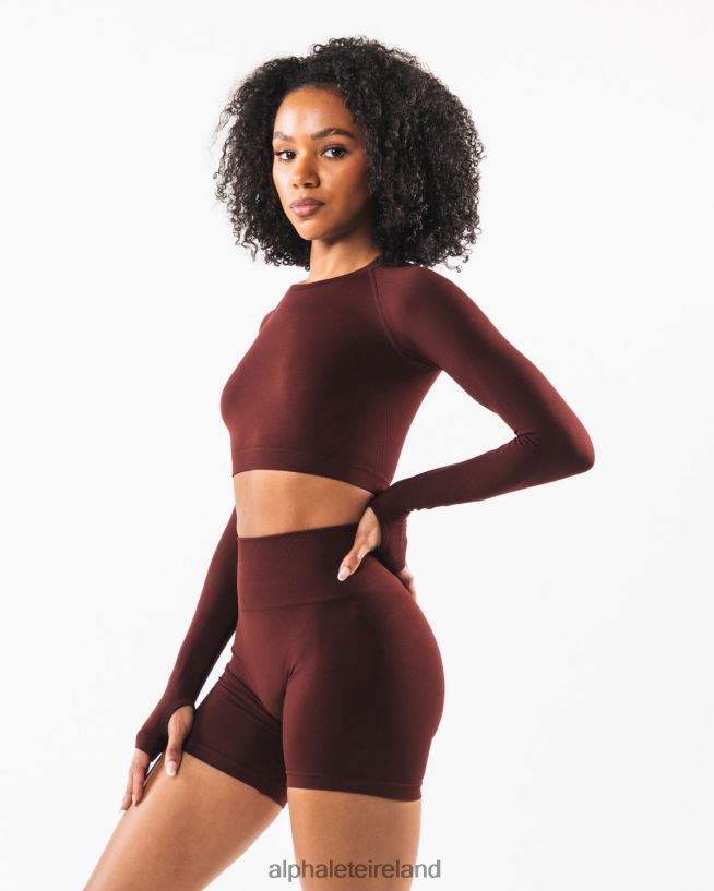 Clothing IE Alphalete Women Stratus LS Crop Sangria Red 2L4400252