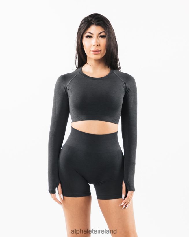 Clothing IE Alphalete Women Stratus LS Crop Shadow Grey 2L4400258
