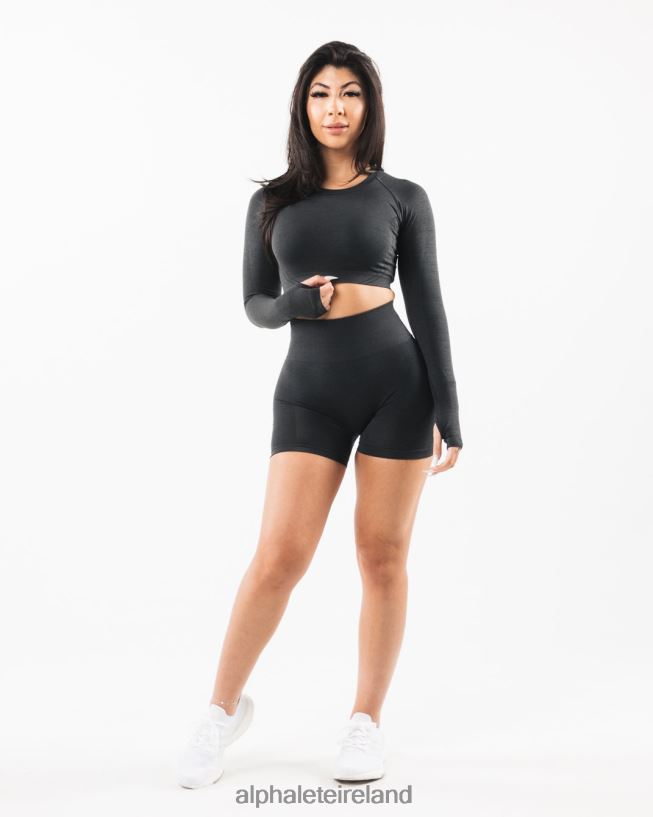 Clothing IE Alphalete Women Stratus LS Crop Shadow Grey 2L4400258