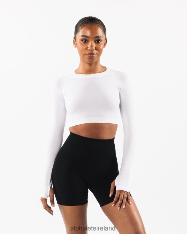 Clothing IE Alphalete Women Stratus LS Crop White 2L4400253