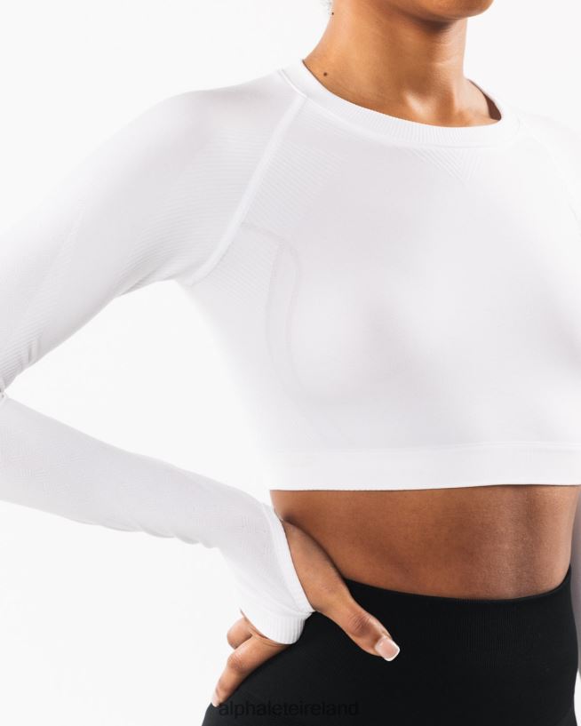 Clothing IE Alphalete Women Stratus LS Crop White 2L4400253