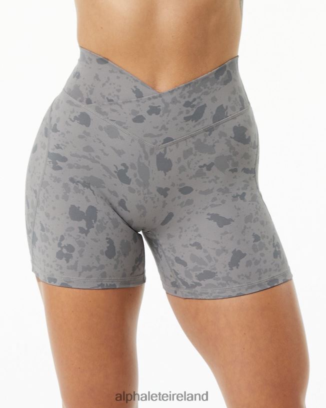 Clothing IE Alphalete Women Surface Power Short 5" Pebble Print Stone Grey 2L4400364