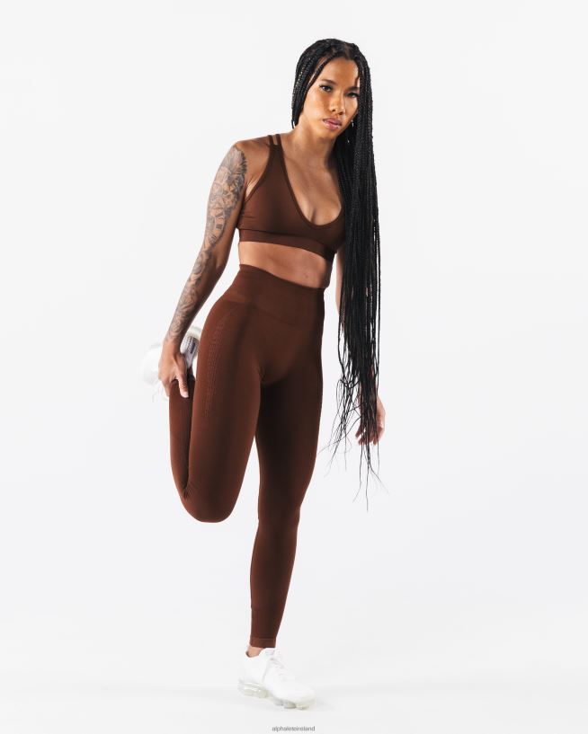 Clothing IE Alphalete Women Amplify Deep V Bra Manhattan Brown 2L440012