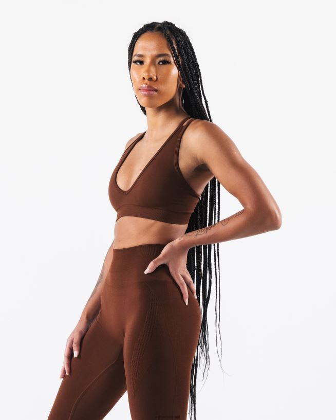Clothing IE Alphalete Women Amplify Deep V Bra Manhattan Brown 2L440012