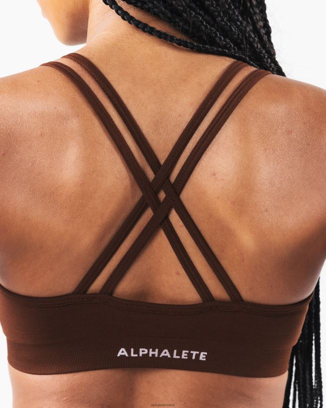 Clothing IE Alphalete Women Amplify Deep V Bra Manhattan Brown 2L440012