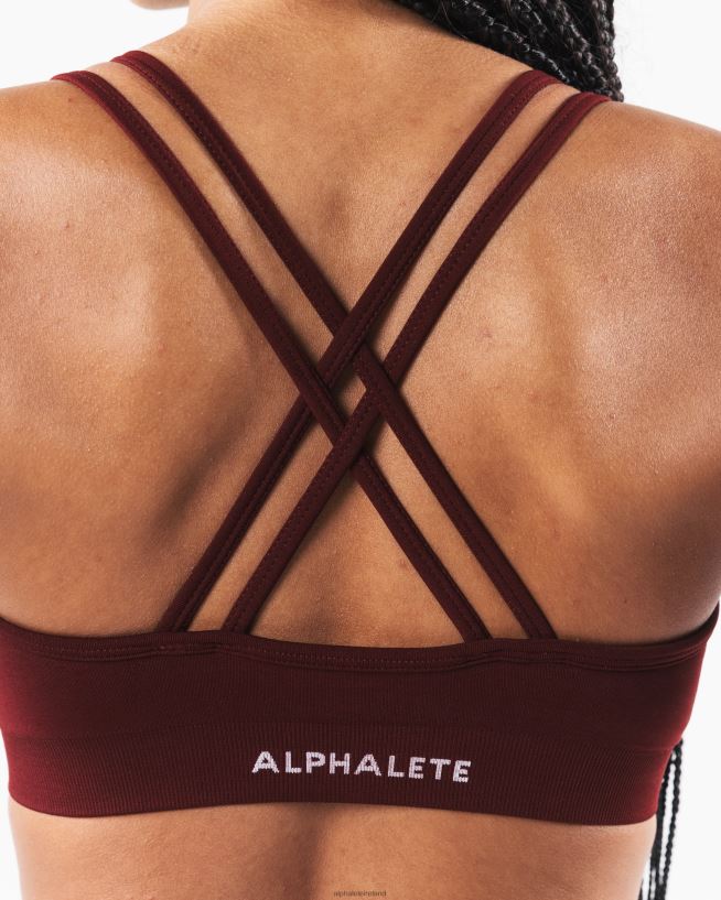Clothing IE Alphalete Women Amplify Deep V Bra New Burgundy Red 2L440010