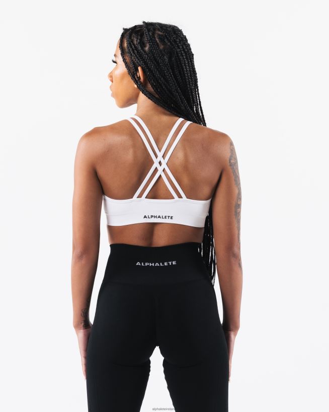 Clothing IE Alphalete Women Amplify Deep V Bra White 2L44002