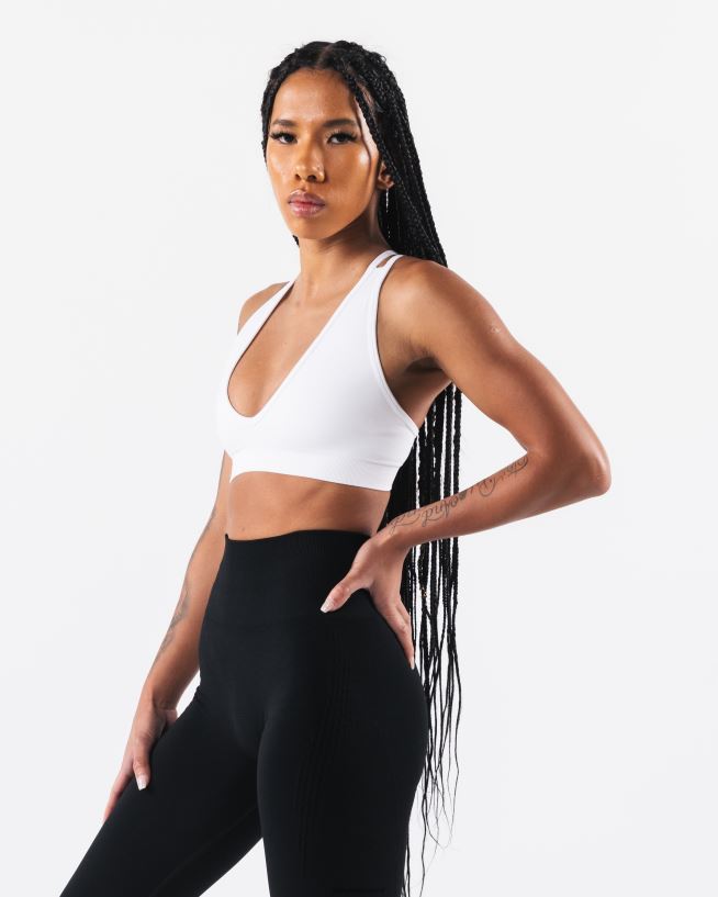 Clothing IE Alphalete Women Amplify Deep V Bra White 2L44002