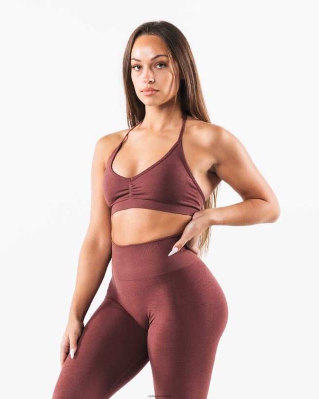 Clothing IE Alphalete Women Amplify Halter Bra Dusty Rose Red 2L440020