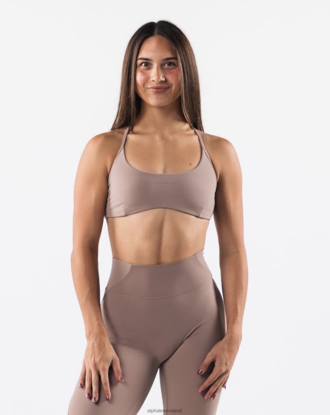 Clothing IE Alphalete Women Aura Strappy Bra Sand Brown 2L440048