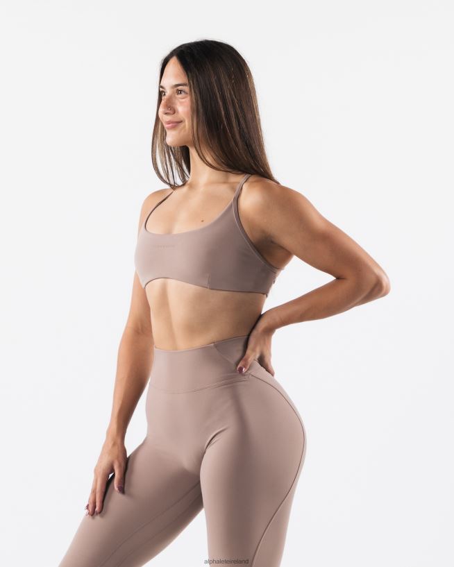 Clothing IE Alphalete Women Aura Strappy Bra Sand Brown 2L440048