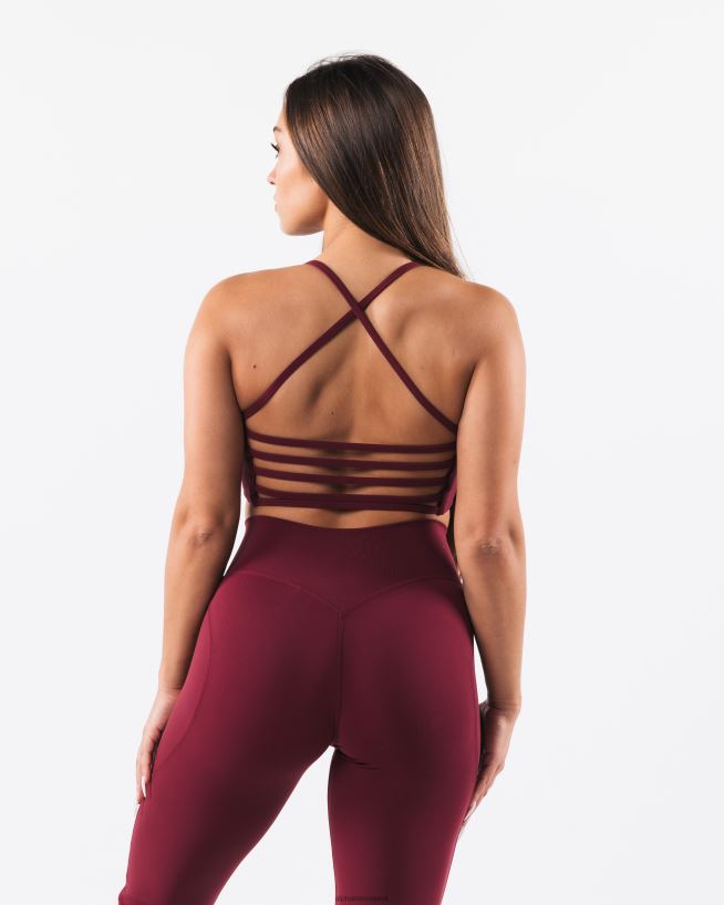 Clothing IE Alphalete Women Aura Strappy Longline Bra Cran Red 2L440028