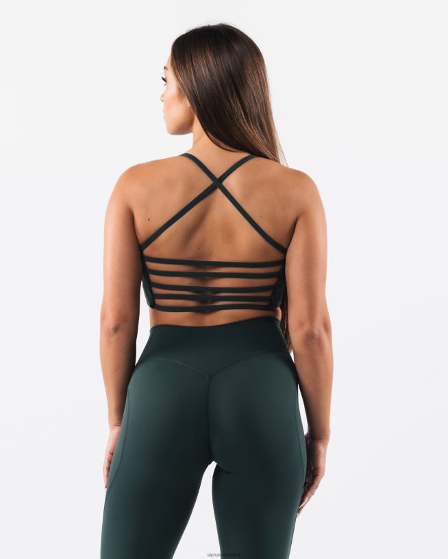 Clothing IE Alphalete Women Aura Strappy Longline Bra Cypress Green 2L440031