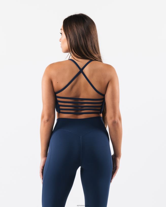 Clothing IE Alphalete Women Aura Strappy Longline Bra Ink Blue 2L440037
