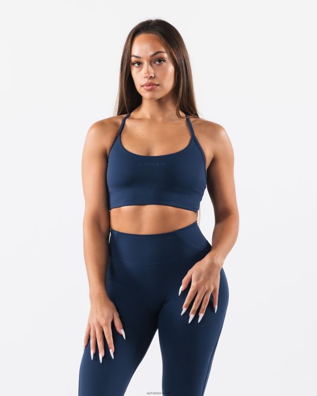 Clothing IE Alphalete Women Aura Strappy Longline Bra Ink Blue 2L440037