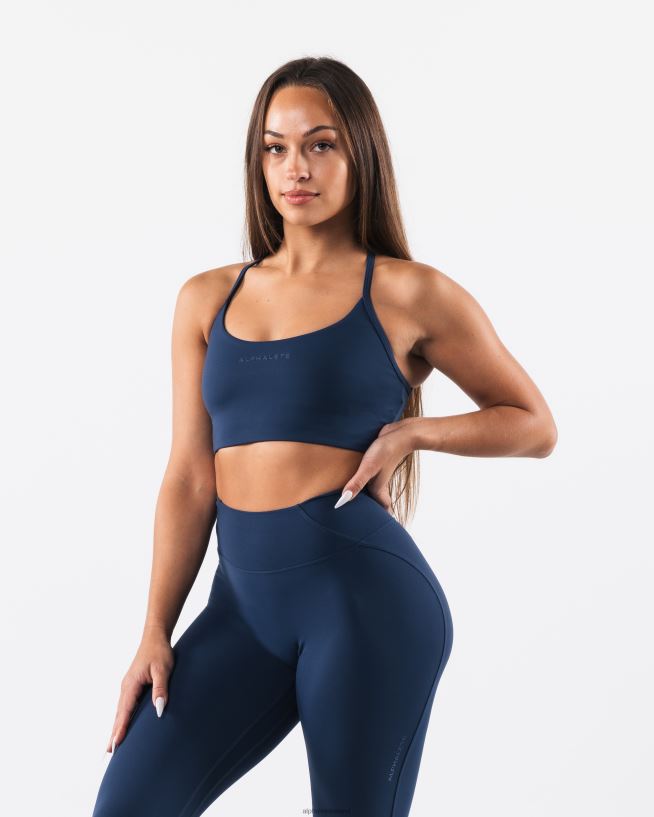 Clothing IE Alphalete Women Aura Strappy Longline Bra Ink Blue 2L440037
